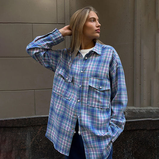 Fashion Personality Plaid Shirt For Women