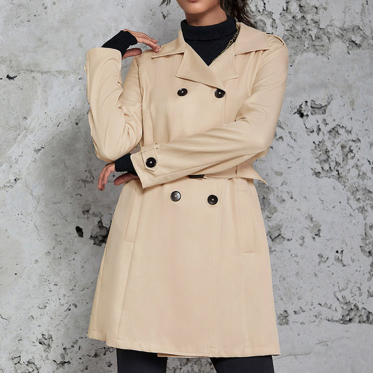 Damen Mittellanger Trenchcoat im britischen Stil