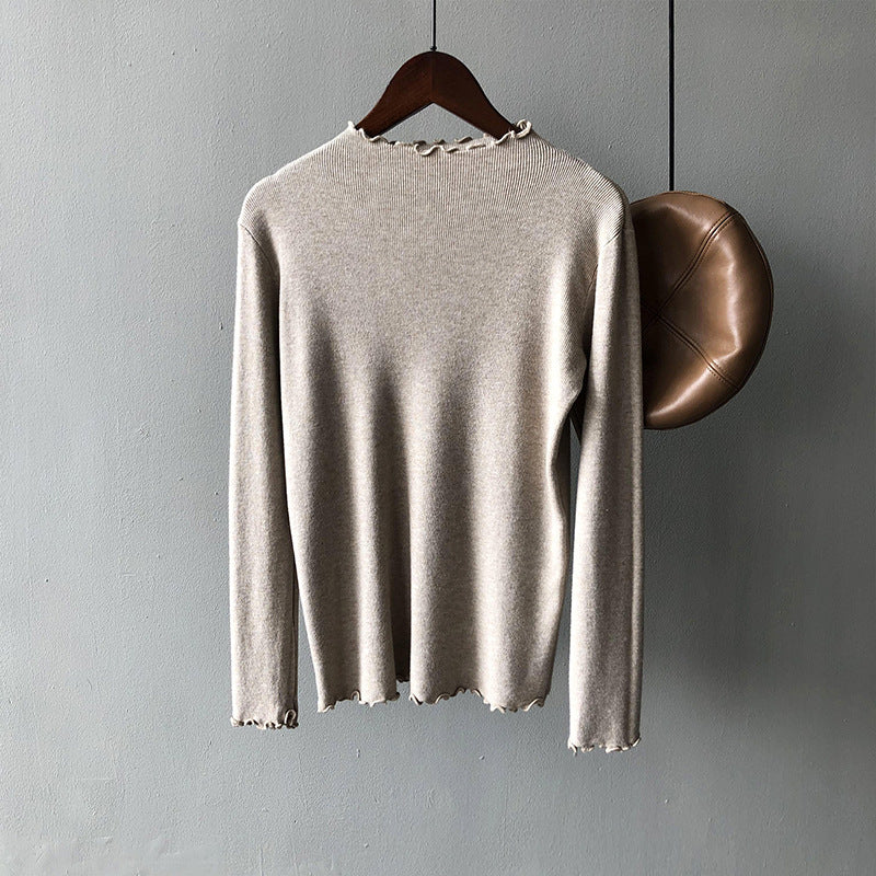 Top in maglia aderente in stile coreano da donna