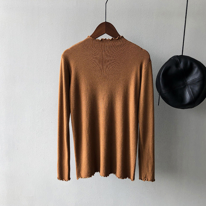Top in maglia aderente in stile coreano da donna