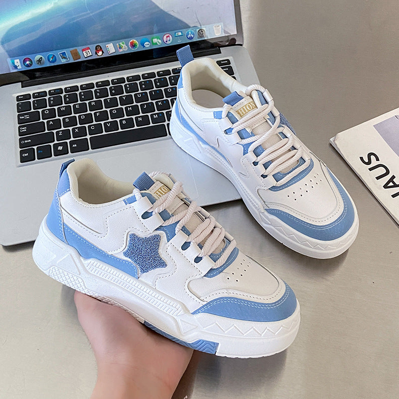 Scarpe da skate casual da studente abbinate con suola spessa in stile coreano da donna primaverili