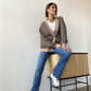 Maglione lavorato a maglia pied de poule da donna, giacca larga