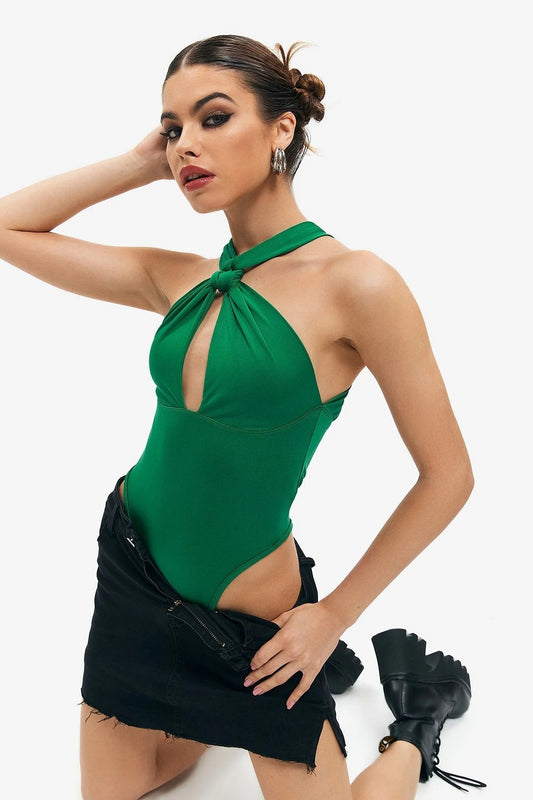 Sexy Deep V Hanging Neck -back Sleeveless Slim Body
