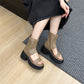 Sandali infradito da donna, stile britannico, sandali retrò, stivali