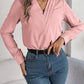 Camicia a maniche lunghe con scollo a V alla moda, elegante, da pendolare, tinta unita, da ufficio, abbigliamento da donna