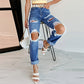 Jeans strappati di prodotti europei da donna dritti