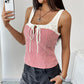 Casual Vest Elastic Lace Plaid Stitching Vest