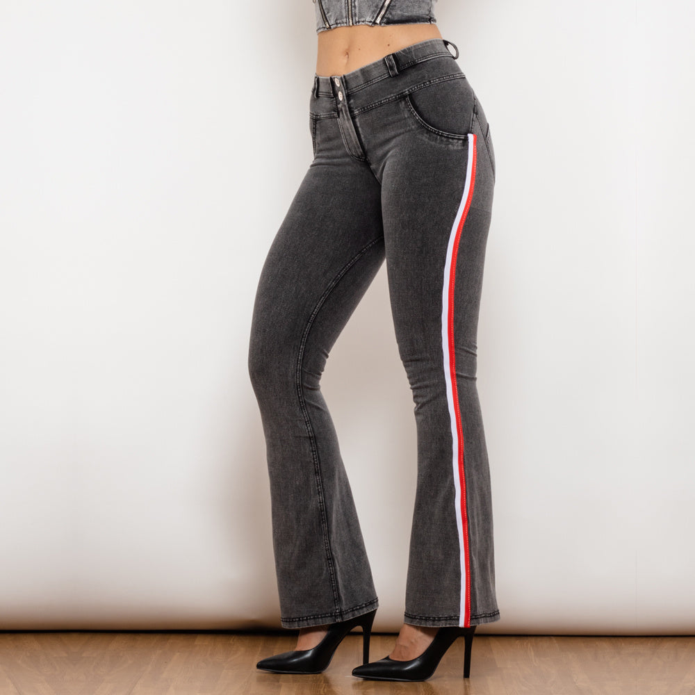Leggings Donna Sexy Push Up Jeans Denim Pantaloni Svasati