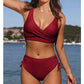 Damen Bademode mit gekreuzten Trägern, einfarbig, geteilter Badeanzug, Bikini