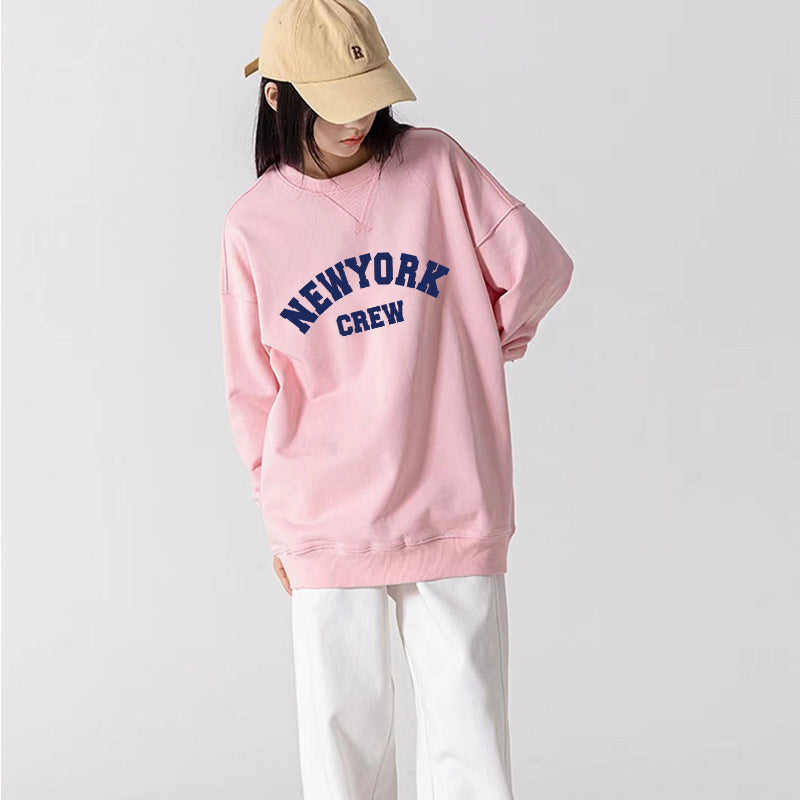 Printed Plush Loose Fitting Sweater For Women