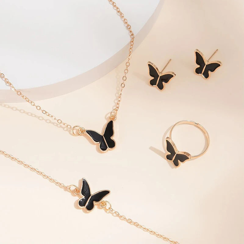 5 pezzi moda farfalla pendenti collana orecchini anello bracciale set per le donne set di gioielli da sposa matrimonio gioielli regalo