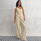 Cotton Linen Sleeveless Vest Irregular Collar Suit