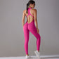 Solide Beauty-back Lange Hosen Jumpsuit Yoga Fitness Running Dance Slim Bodysuit Damen Sportbekleidung