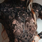 Tuta da donna a maniche lunghe con stampa astratta vintage slim di Design Sense