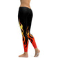 Leggings sportivi da yoga traspiranti da donna con stampa di fiamme sfumate