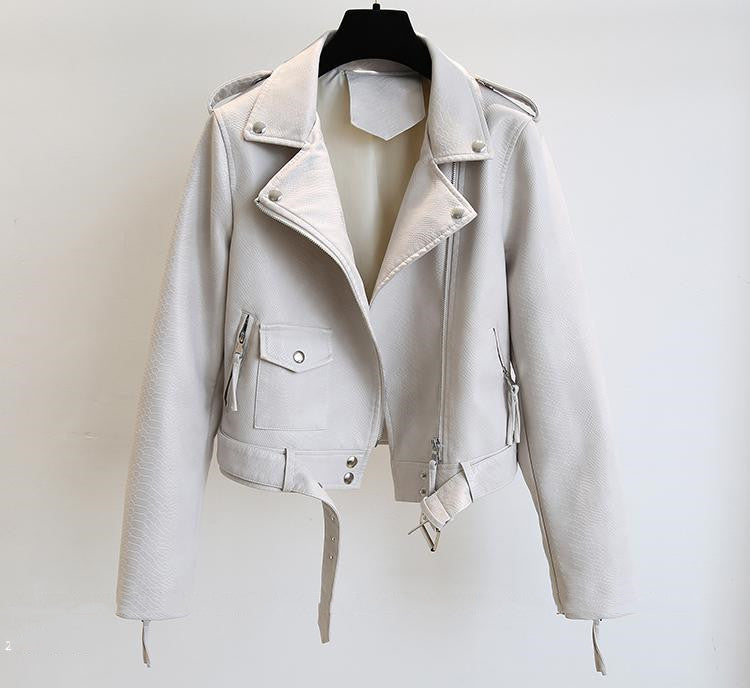 Giacca corta in pelle da donna primavera e autunno
