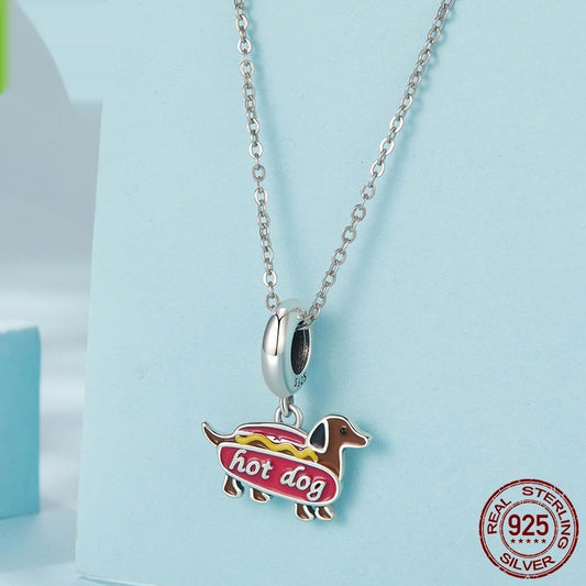 Sausage Dog Pendant S925 Silver Bead Accessories