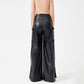 Fashion PU Trousers Metal Zipper Pocket Long Pants