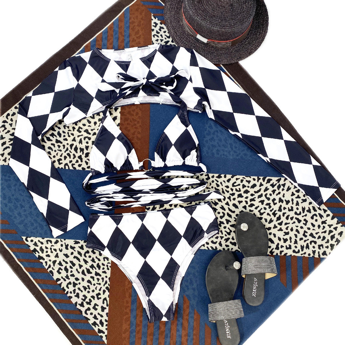 Bikini a maniche lunghe da donna, tre pezzi