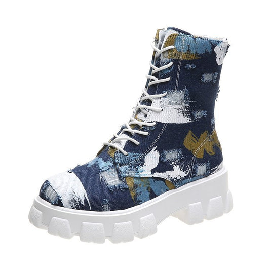 Britischer Stil Neue Net Red Korean Casual Schnürstiefeletten