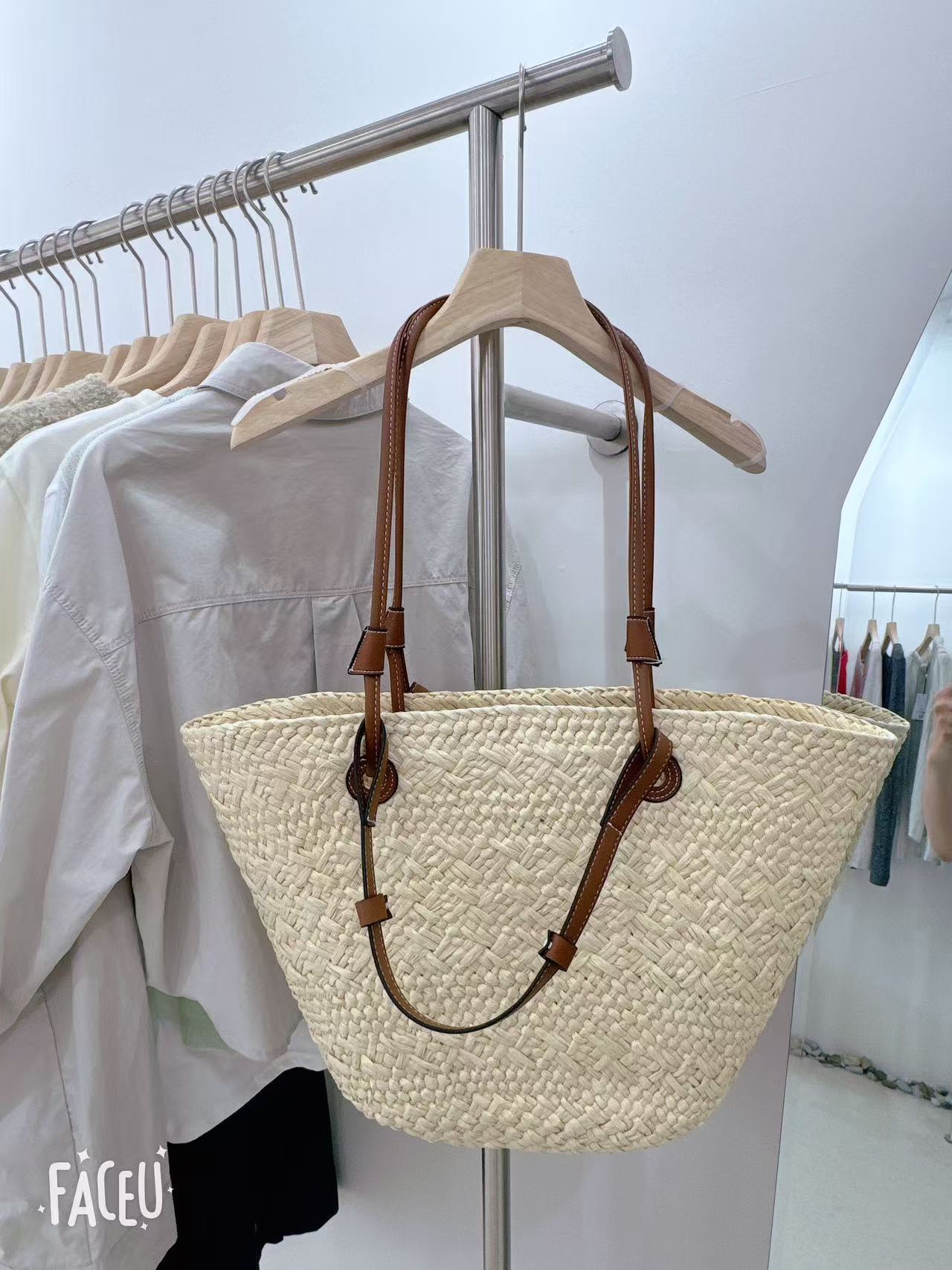 Borsa a tracolla portatile in paglia intrecciata da donna, grande capacità, retrò