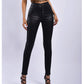Black Pu High Waist Velvet Padded Faux Leather Pants