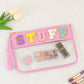 Snack Storage Bag Transparent Pvc Zipper Embroidery Lettered Make-up Bag