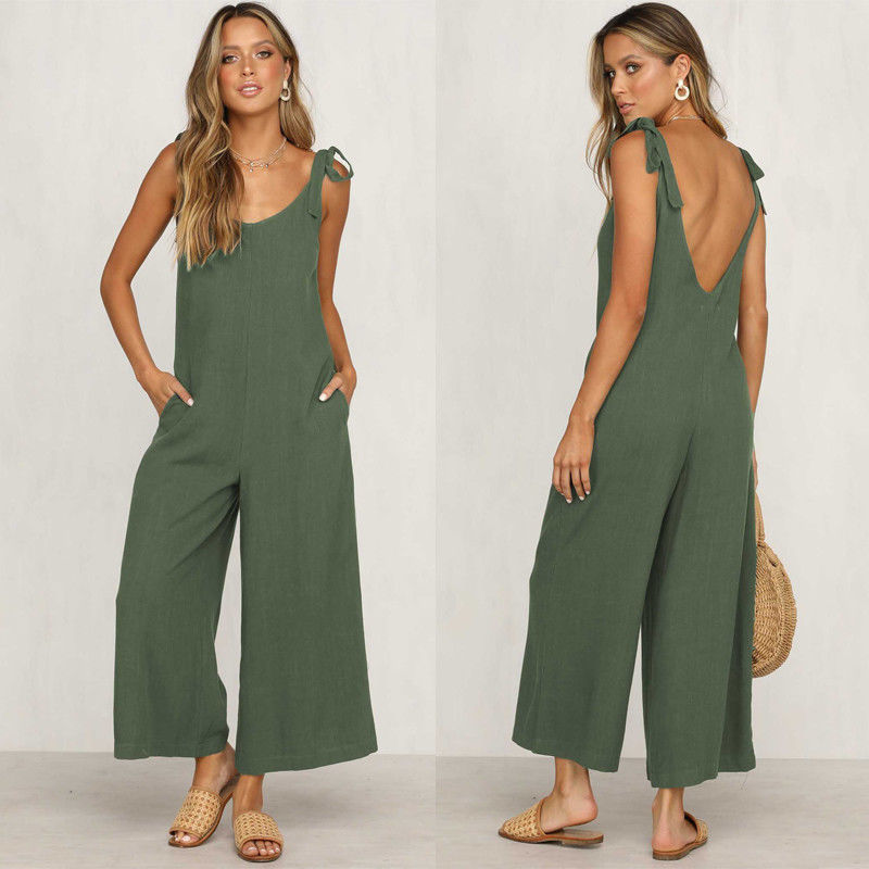 Tuta casual da donna in lino e cotone nuova