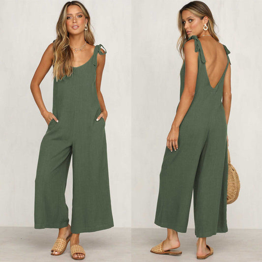 Tuta casual da donna in lino e cotone nuova