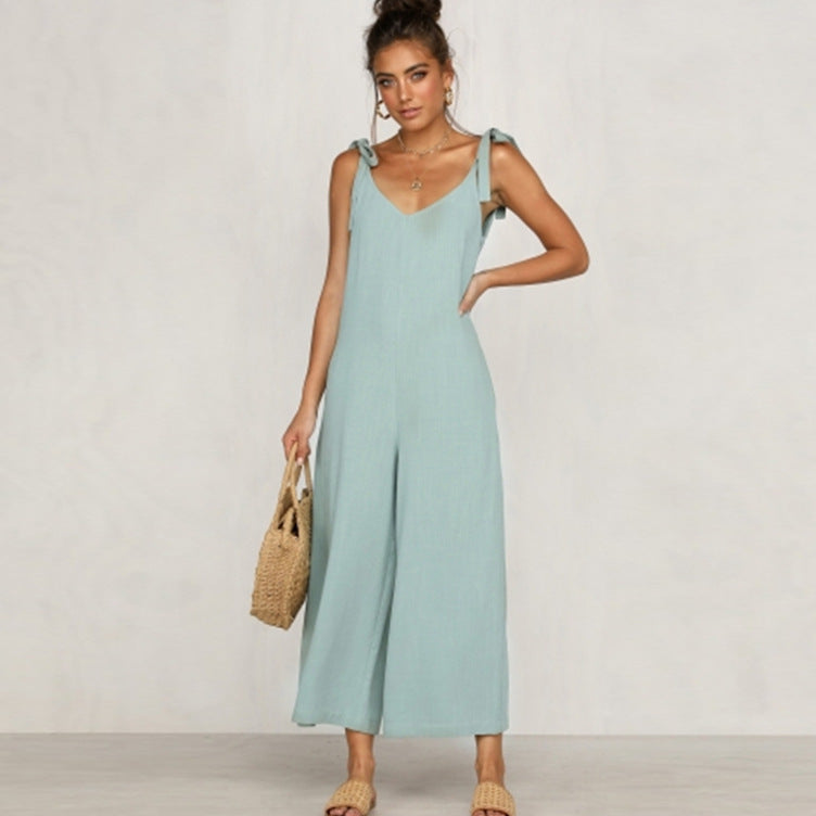 Tuta casual da donna in lino e cotone nuova