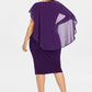 Round Neck Short Sleeve Chiffon Shawl Tight-Fitting Plus Size Dress Women