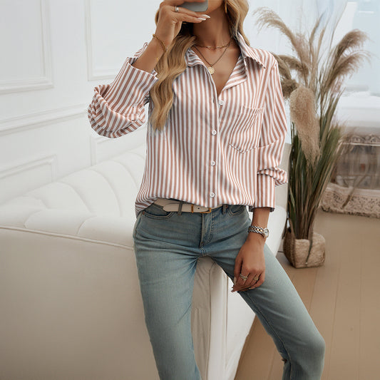 Commuter Cardigan Striped Long Sleeve Shirt