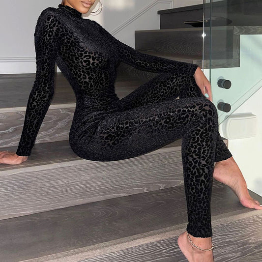 Modischer, sexy, schlanker, lässiger Jumpsuit mit Reißverschluss hinten