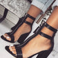 Block heel high heels hollow sandals