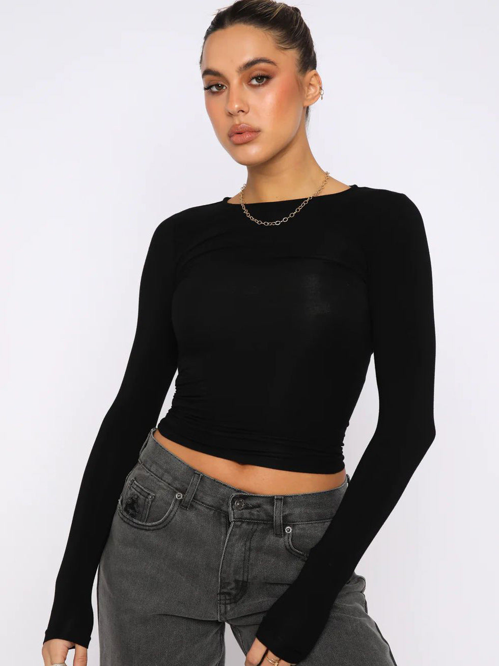 Base top a maniche lunghe alla moda slim-fit
