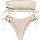 Bikini estivo a tubino con coulisse, costume da bagno sexy tinta unita per feste in spiaggia, abbigliamento da donna