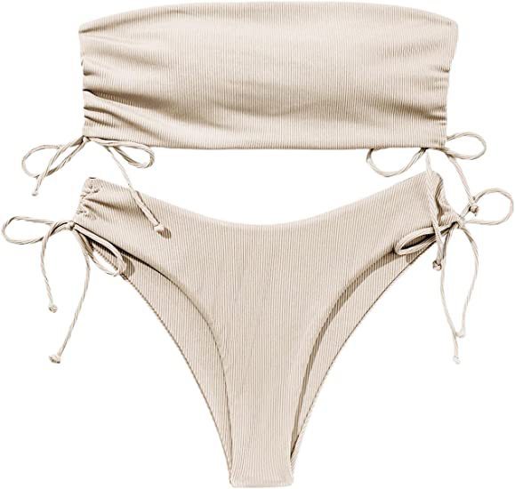 Bikini estivo a tubino con coulisse, costume da bagno sexy tinta unita per feste in spiaggia, abbigliamento da donna