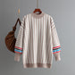 Women's Mid-length Round Neck Striped Loose Sweater