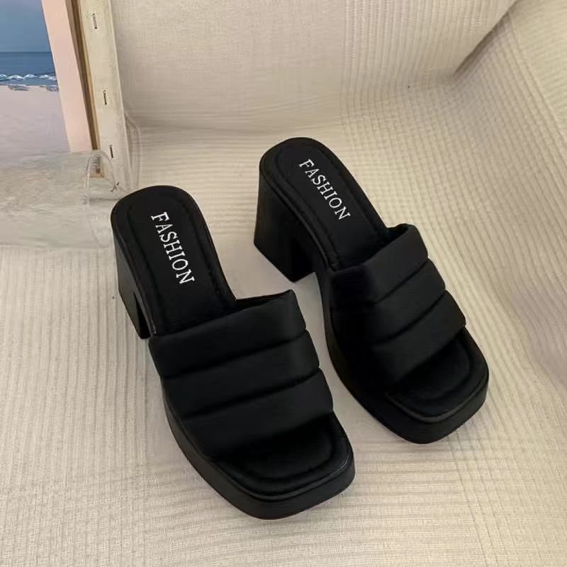 Pantofole con tacco alto, plateau impermeabile, fondo spesso, tutte abbinate