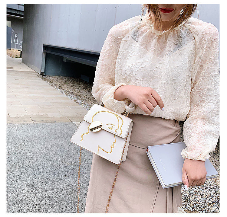 Borsa quadrata piccola ricamata alla moda