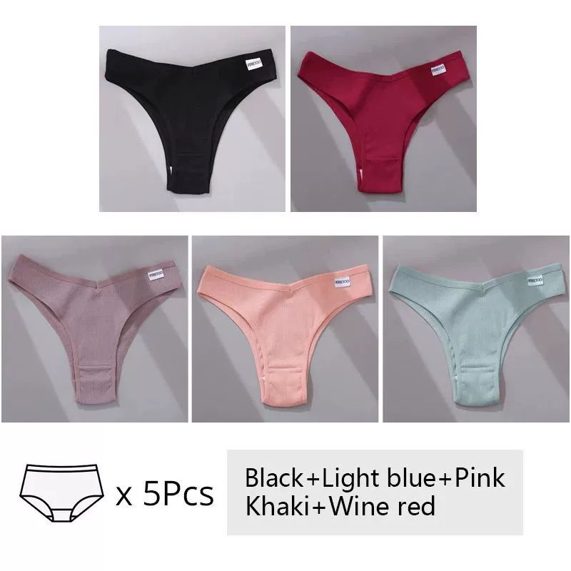 Set da 5 pezzi di mutandine da donna in cotone, intimo M-XL Comfo