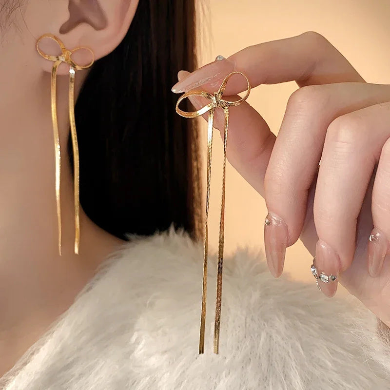 Earrings Hypoallergenic 18k Gold Plated Ribbon Bow Bowknot Earring