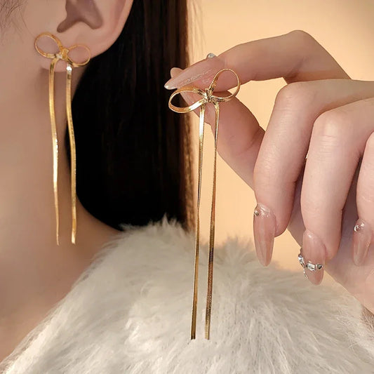 Earrings Hypoallergenic 18k Gold Plated Ribbon Bow Bowknot Earring