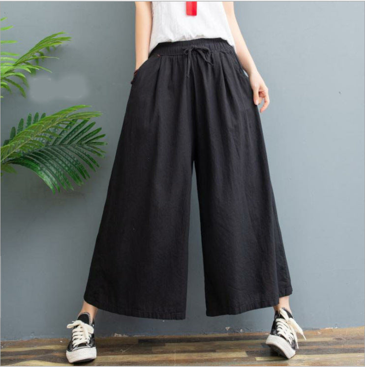 Leggings casual larghi in lino da donna