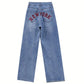 Women's Letter High Waist Straight Jeans