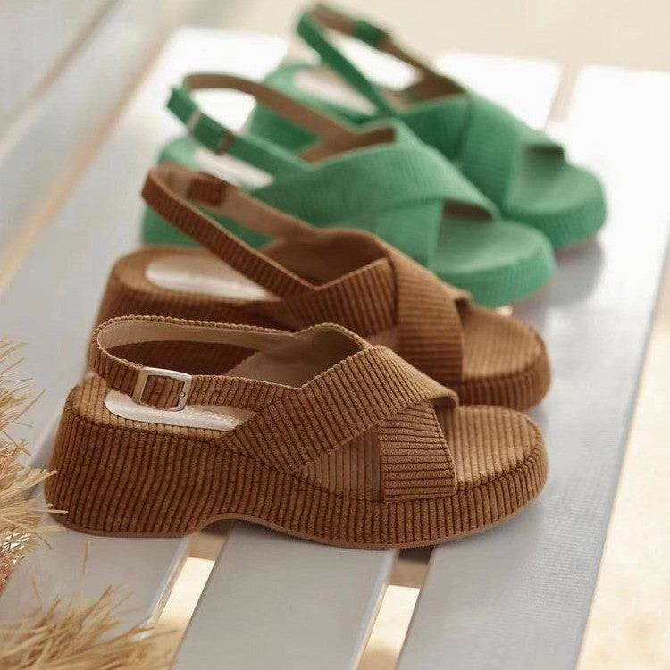 Lazy Wildleder Cross Strap Casual Fashion Open Toe Sandalen für Damen