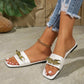 Sandali da donna con catena in metallo, moda casual, punta aperta, pantofole piatte