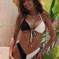 Bikini mit Leopardenmuster und hängendem Hals