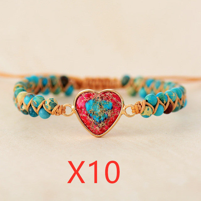 Rotes Kaisersteinarmband Pfirsichherz Liebesarmband Geflochtenes Armband