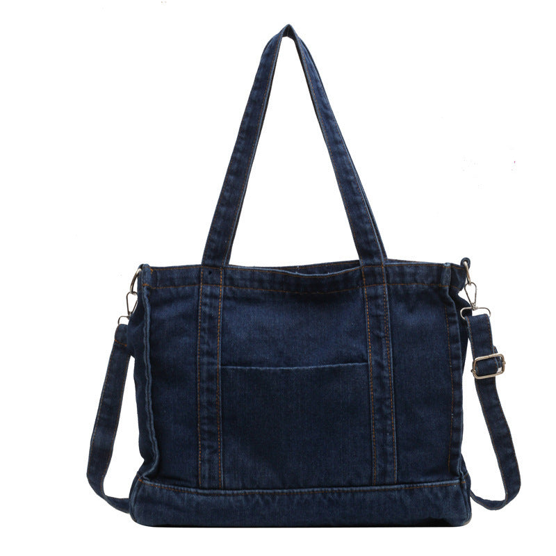Borsa a mano da pendolare a tracolla grande capacità alla moda in denim da donna